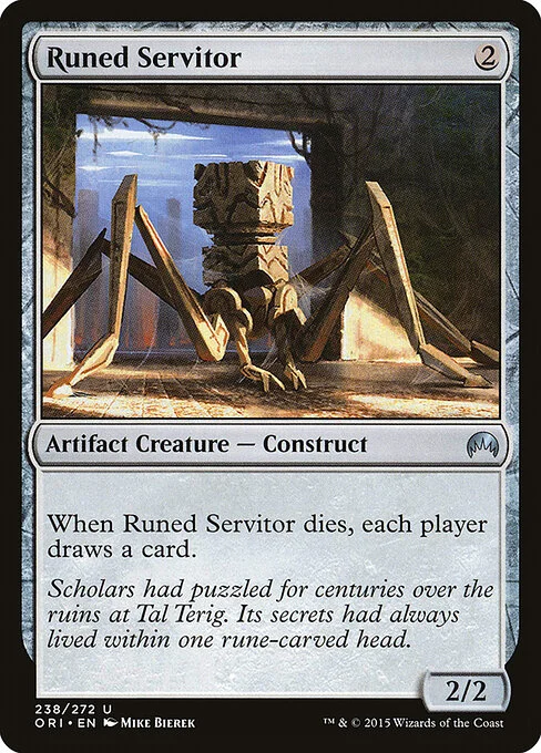 Runed Servitor, carta Magic di tipo Artifact Creature — Construct illustrata da Mike Bierek