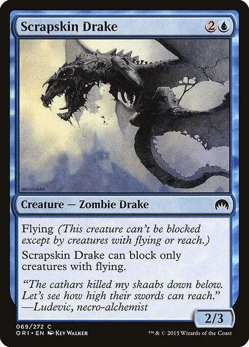 Scrapskin Drake, carta Magic di tipo Creature — Zombie Drake illustrata da Kev Walker
