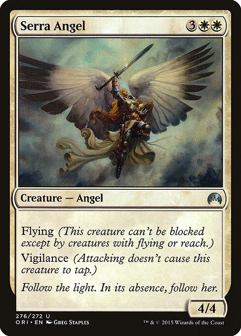 Serra Angel, carta Magic di tipo Creature — Angel illustrata da Greg Staples