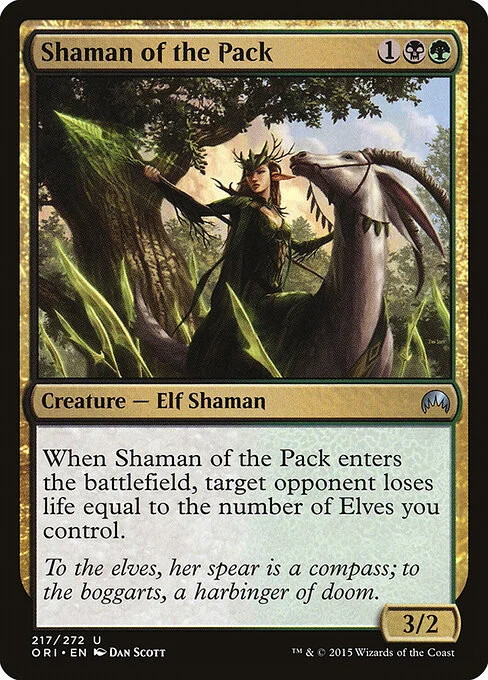 Shaman of the Pack, carta Magic di tipo Creature — Elf Shaman illustrata da Dan Murayama Scott