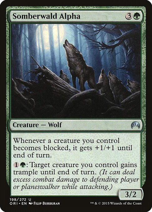 Somberwald Alpha, carta Magic di tipo Creature — Wolf illustrata da Filip Burburan