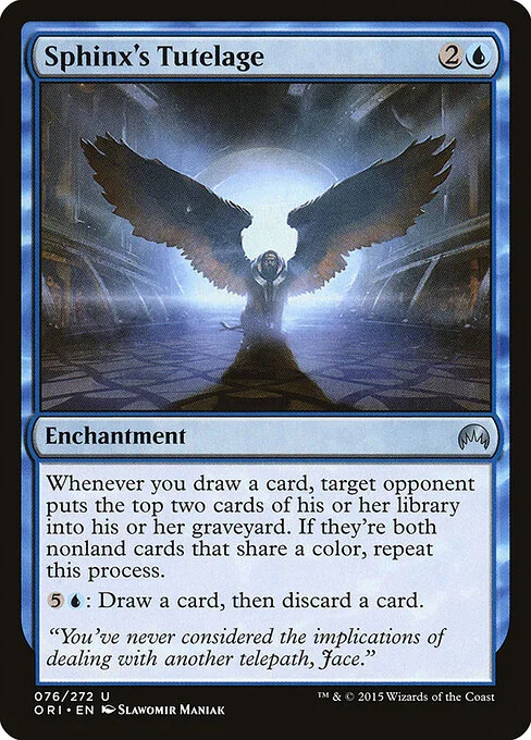 Sphinx's Tutelage, carta Magic di tipo Enchantment illustrata da Slawomir Maniak