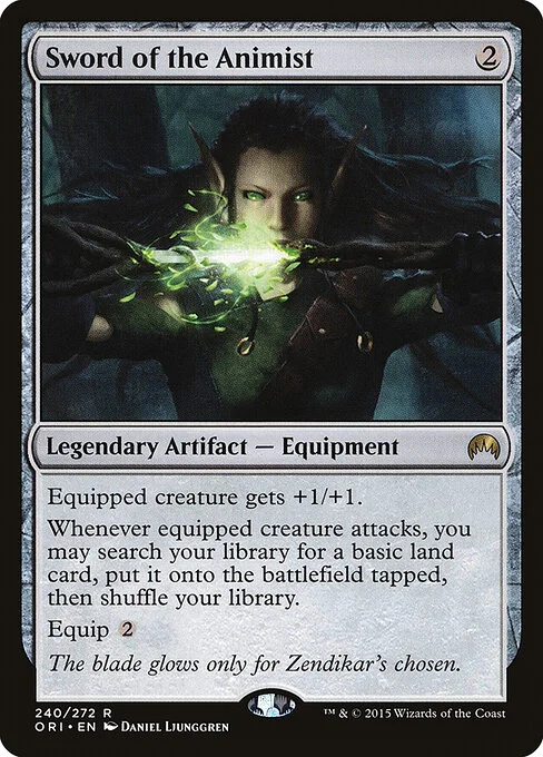 Sword of the Animist, carta Magic di tipo Legendary Artifact — Equipment illustrata da Daniel Ljunggren