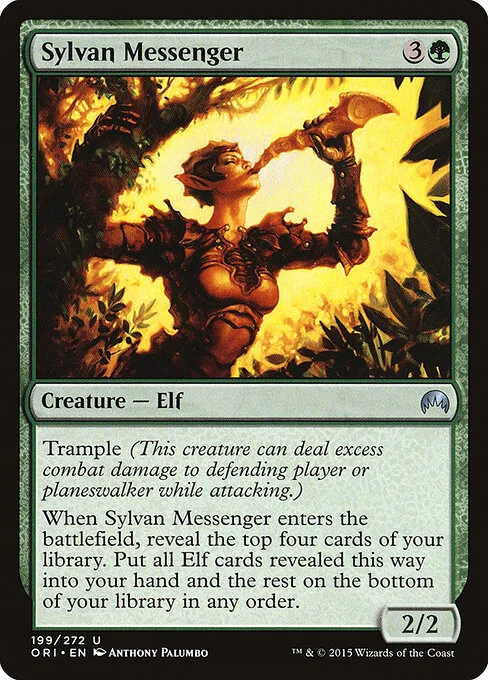 Sylvan Messenger, carta Magic di tipo Creature — Elf illustrata da Anthony Palumbo