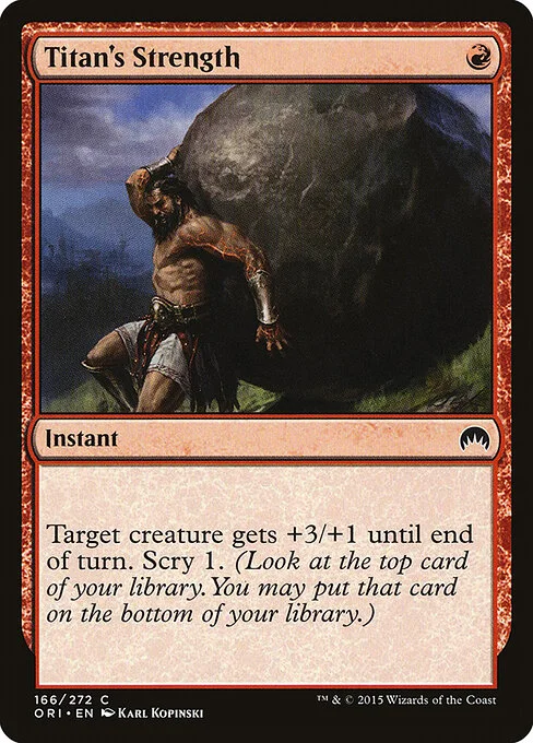 Titan's Strength, carta Magic di tipo Instant illustrata da Karl Kopinski