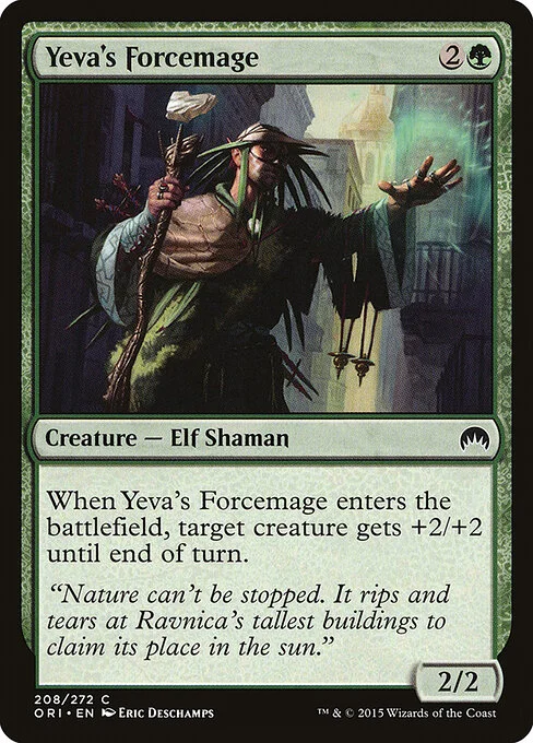 Yeva's Forcemage, carta Magic di tipo Creature — Elf Shaman illustrata da Eric Deschamps