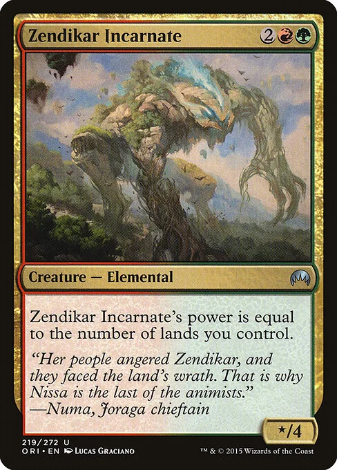 Zendikar Incarnate, carta Magic di tipo Creature — Elemental illustrata da Lucas Graciano