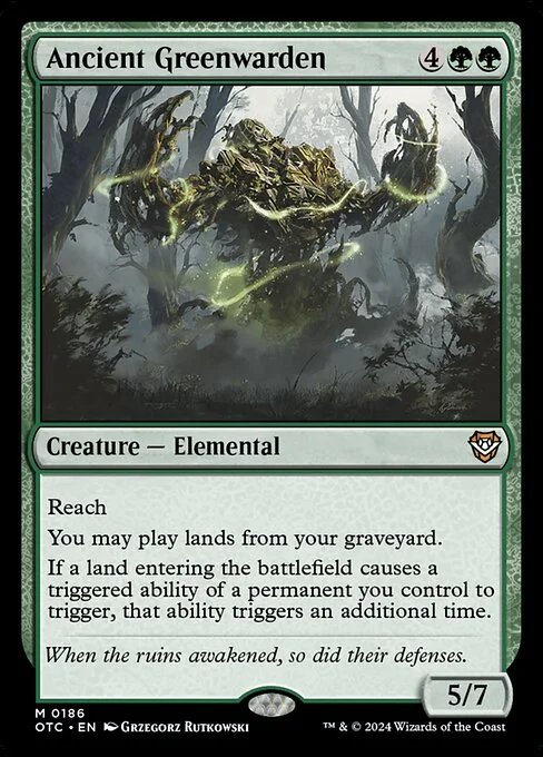 Ancient Greenwarden, carta Magic di tipo Creature — Elemental illustrata da Grzegorz Rutkowski