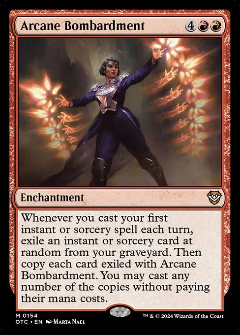 Arcane Bombardment, carta Magic di tipo Enchantment illustrata da Marta Nael