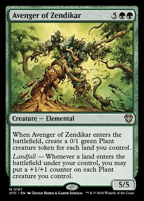Avenger of Zendikar, carta Magic di tipo Creature — Elemental illustrata da Zoltan Boros & Gabor Szikszai