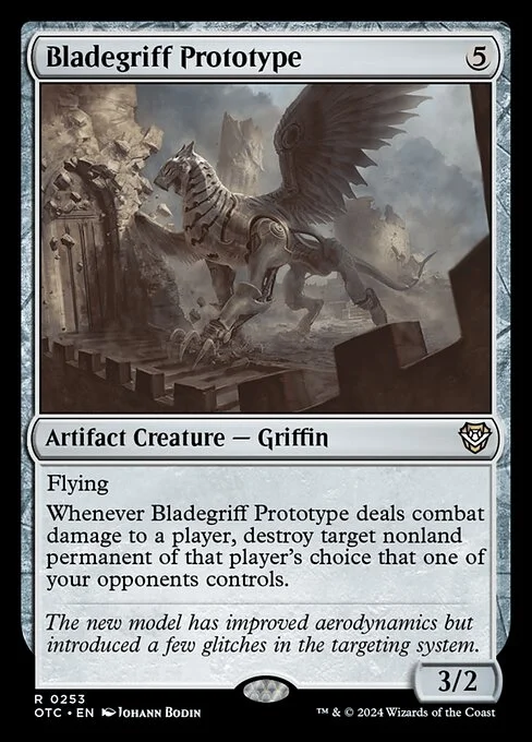 Bladegriff Prototype, carta Magic di tipo Artifact Creature — Griffin illustrata da Johann Bodin
