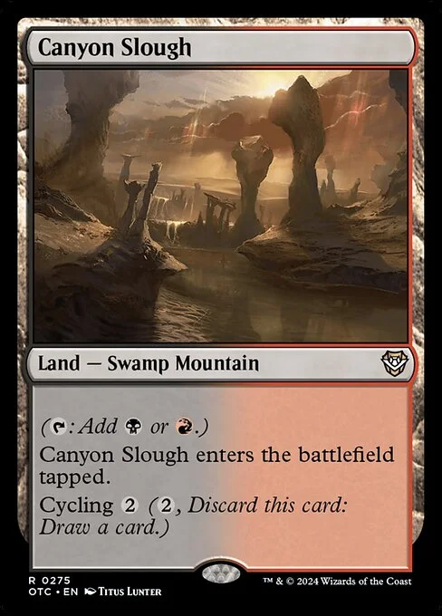 Canyon Slough, carta Magic di tipo Land — Swamp Mountain illustrata da Titus Lunter