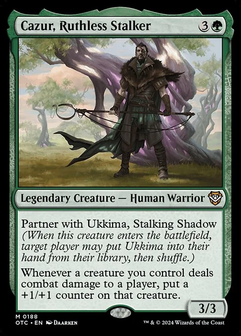 Cazur, Ruthless Stalker, carta Magic di tipo Legendary Creature — Human Warrior illustrata da Daarken