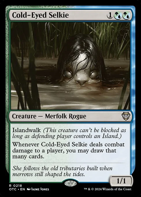 Cold-Eyed Selkie, carta Magic di tipo Creature — Merfolk Rogue illustrata da Jaime Jones