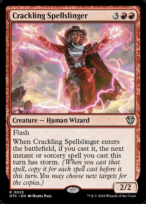 Crackling Spellslinger, carta Magic di tipo Creature — Human Wizard illustrata da Marta Nael