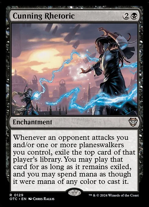 Cunning Rhetoric, carta Magic di tipo Enchantment illustrata da Chris Rallis