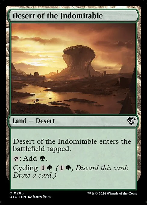 Desert of the Indomitable, carta Magic di tipo Land — Desert illustrata da James Paick