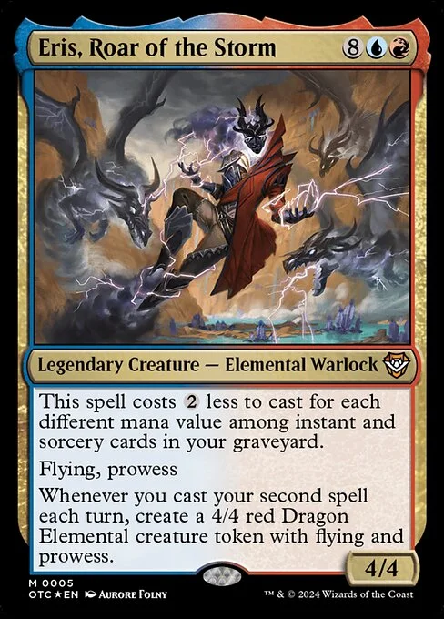 Eris, Roar of the Storm, carta Magic di tipo Legendary Creature — Elemental Warlock illustrata da Aurore Folny
