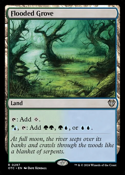 Flooded Grove, carta Magic di tipo Land illustrata da Dave Kendall
