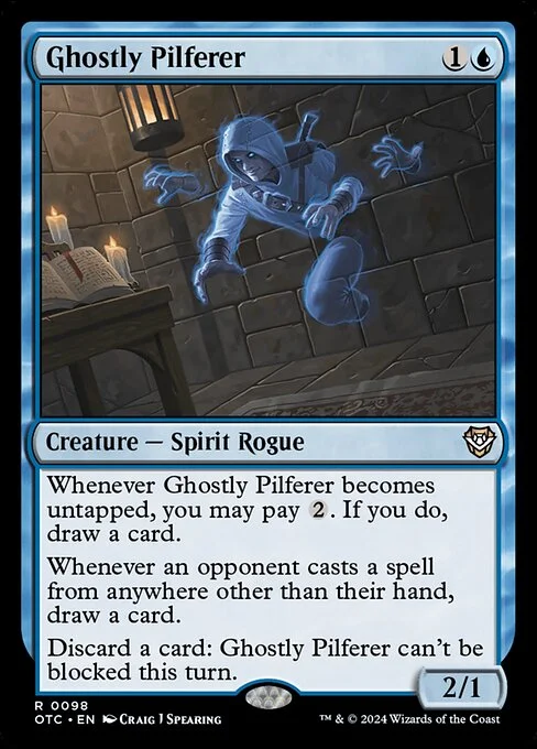 Ghostly Pilferer, carta Magic di tipo Creature — Spirit Rogue illustrata da Craig J Spearing
