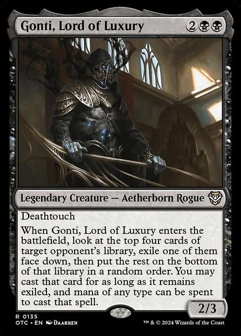 Gonti, Lord of Luxury, carta Magic di tipo Legendary Creature — Aetherborn Rogue illustrata da Daarken