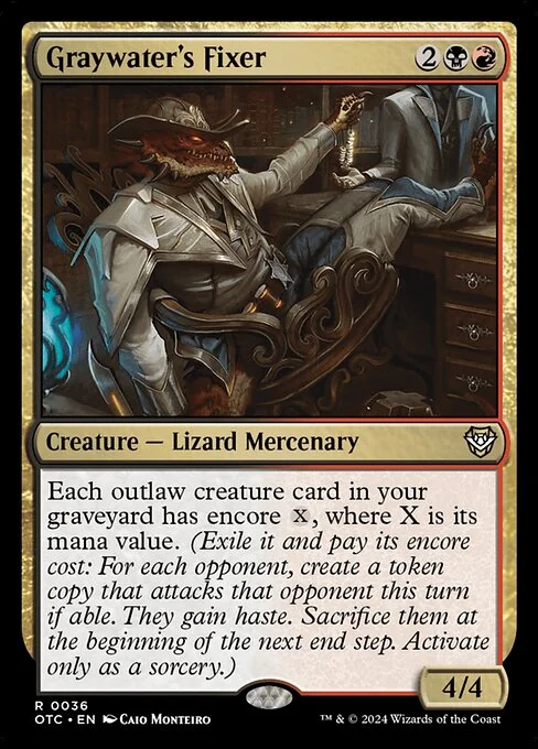 Graywater's Fixer, carta Magic di tipo Creature — Lizard Mercenary illustrata da Caio Monteiro