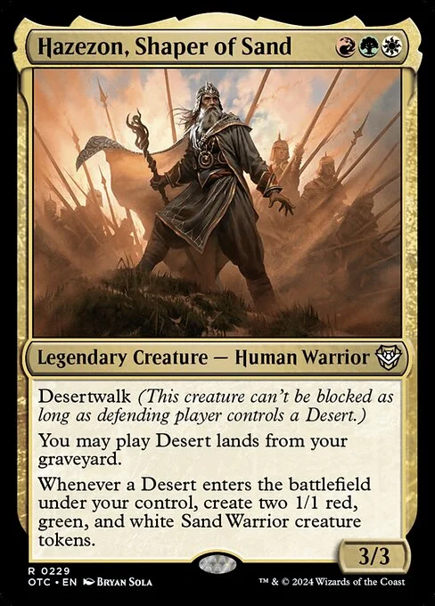 Hazezon, Shaper of Sand, carta Magic di tipo Legendary Creature — Human Warrior illustrata da Bryan Sola