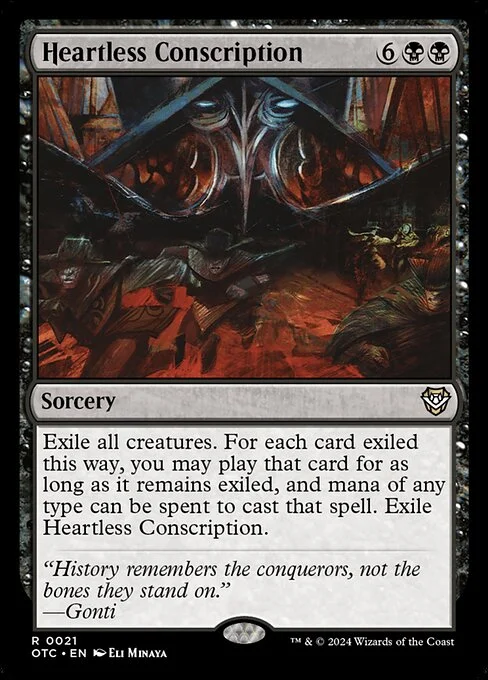 Heartless Conscription, carta Magic di tipo Sorcery illustrata da Eli Minaya