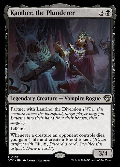 Kamber, the Plunderer, carta Magic di tipo Legendary Creature — Vampire Rogue illustrata da Andrey Kuzinskiy