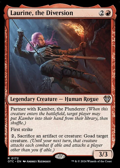 Laurine, the Diversion, carta Magic di tipo Legendary Creature — Human Rogue illustrata da Andrey Kuzinskiy