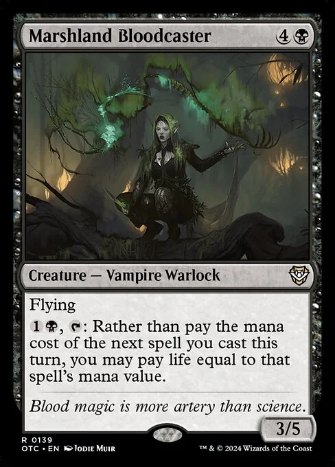 Marshland Bloodcaster, carta Magic di tipo Creature — Vampire Warlock illustrata da Jodie Muir