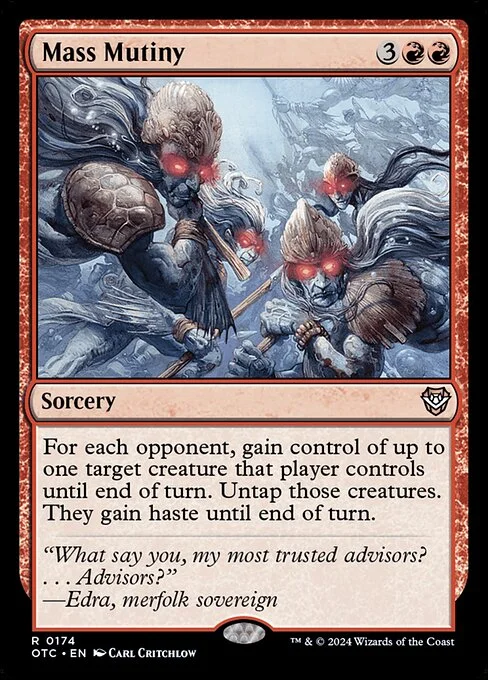 Mass Mutiny, carta Magic di tipo Sorcery illustrata da Carl Critchlow