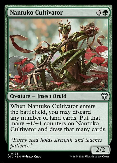 Nantuko Cultivator, carta Magic di tipo Creature — Insect Druid illustrata da Jehan Choo
