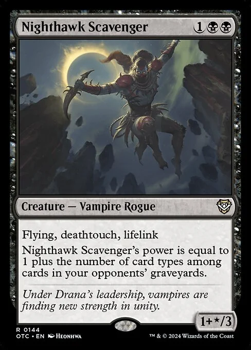 Nighthawk Scavenger, carta Magic di tipo Creature — Vampire Rogue illustrata da Heonhwa
