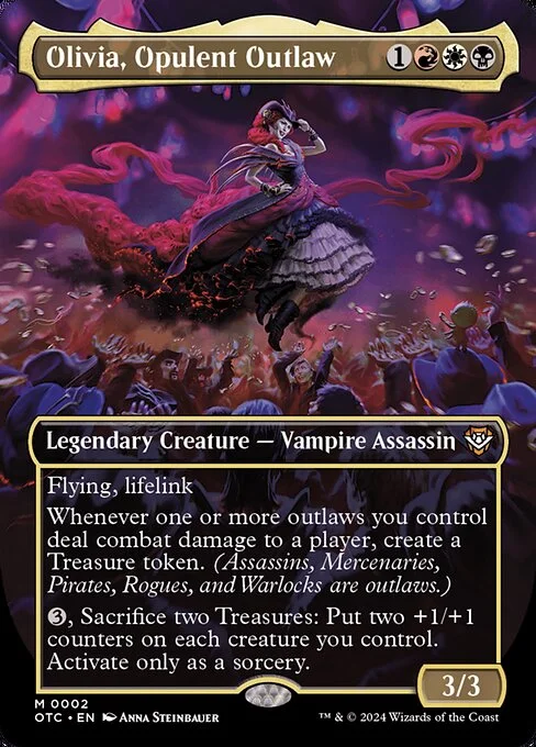 Olivia, Opulent Outlaw, carta Magic di tipo Legendary Creature — Vampire Assassin illustrata da Anna Steinbauer