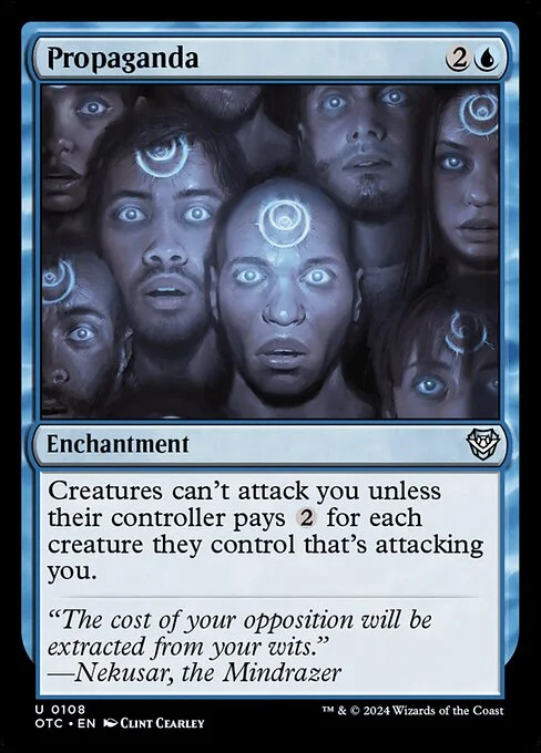 Propaganda, carta Magic di tipo Enchantment illustrata da Clint Cearley