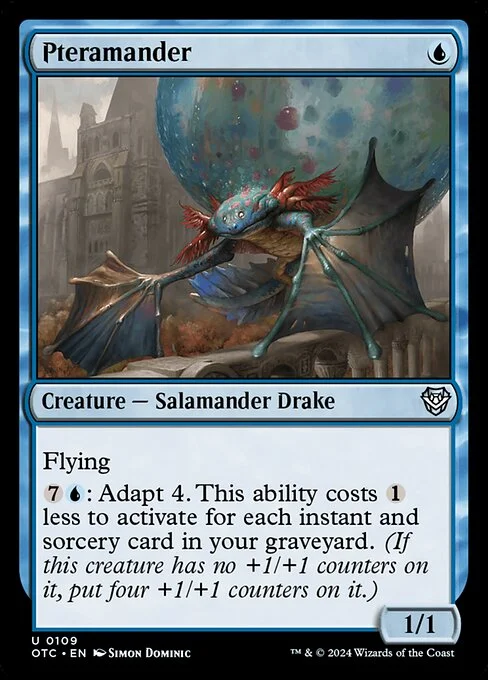 Pteramander, carta Magic di tipo Creature — Salamander Drake illustrata da Simon Dominic