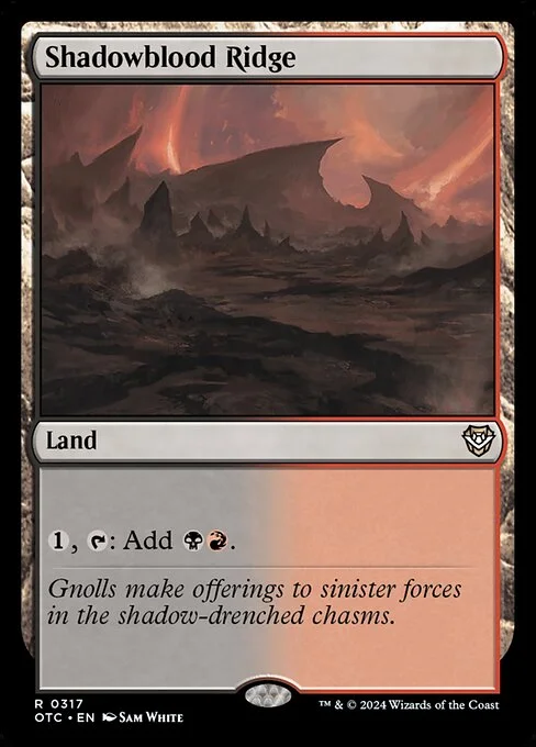 Shadowblood Ridge, carta Magic di tipo Land illustrata da Sam White
