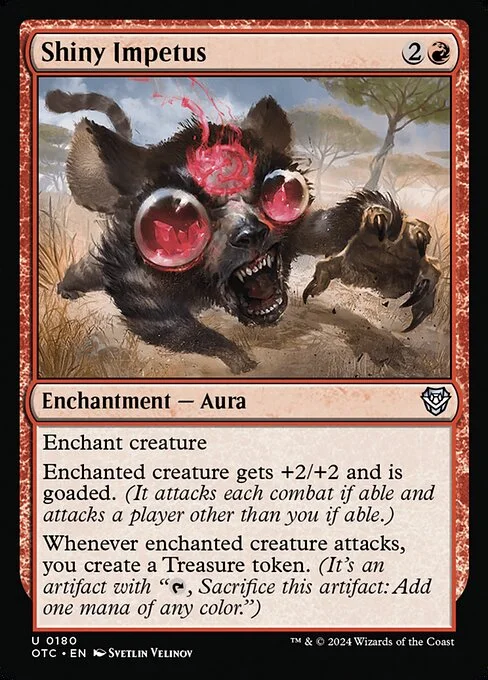 Shiny Impetus, carta Magic di tipo Enchantment — Aura illustrata da Svetlin Velinov