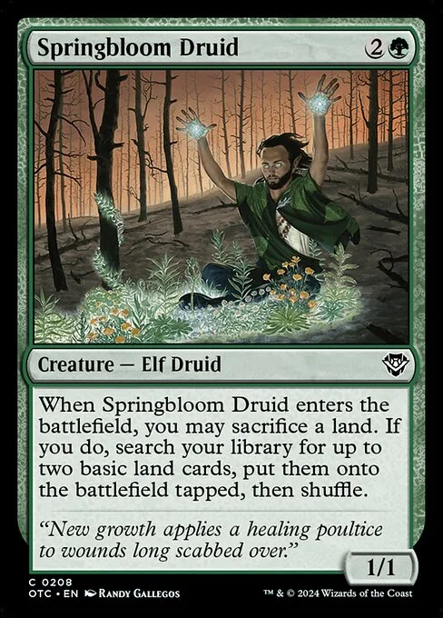 Springbloom Druid, carta Magic di tipo Creature — Elf Druid illustrata da Randy Gallegos