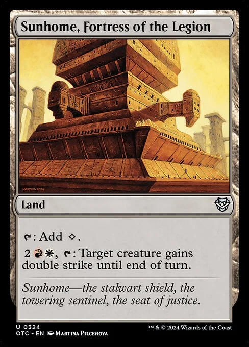 Sunhome, Fortress of the Legion, carta Magic di tipo Land illustrata da Martina Pilcerova