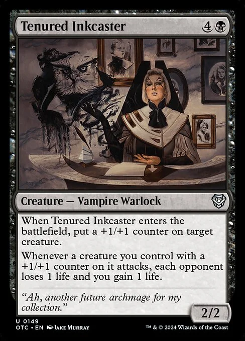 Tenured Inkcaster, carta Magic di tipo Creature — Vampire Warlock illustrata da Jake Murray