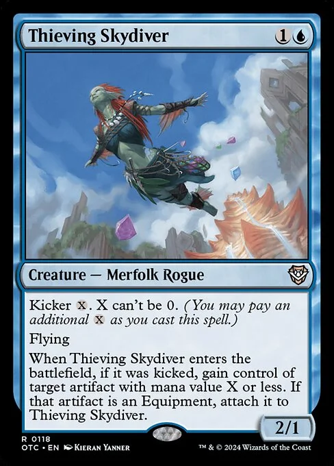 Thieving Skydiver, carta Magic di tipo Creature — Merfolk Rogue illustrata da Kieran Yanner