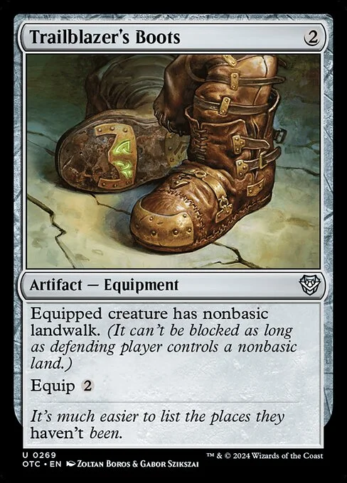 Trailblazer's Boots, carta Magic di tipo Artifact — Equipment illustrata da Zoltan Boros & Gabor Szikszai