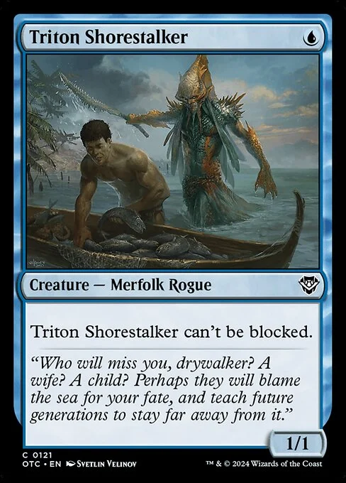 Triton Shorestalker, carta Magic di tipo Creature — Merfolk Rogue illustrata da Svetlin Velinov