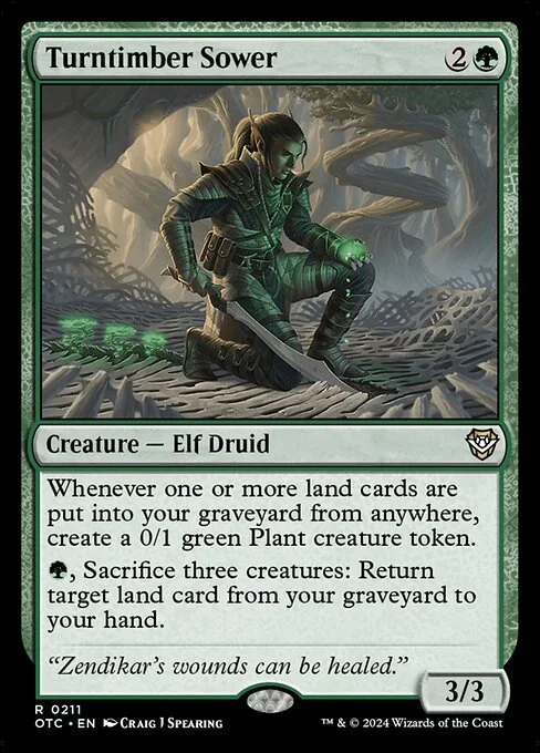 Turntimber Sower, carta Magic di tipo Creature — Elf Druid illustrata da Craig J Spearing