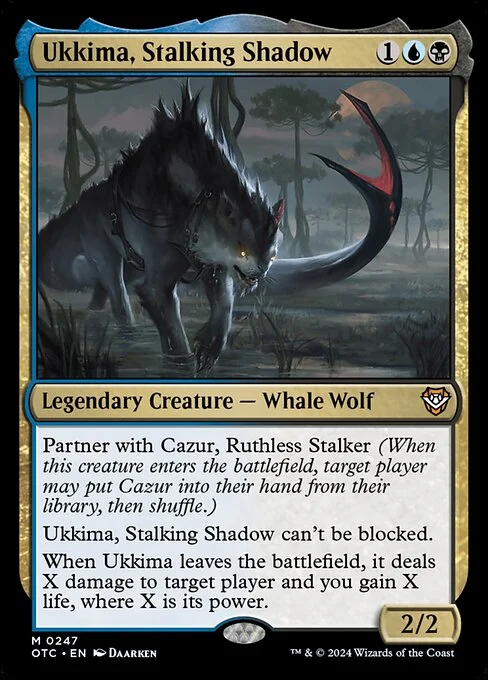 Ukkima, Stalking Shadow, carta Magic di tipo Legendary Creature — Whale Wolf illustrata da Daarken