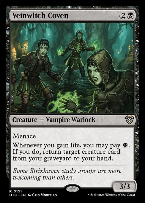 Veinwitch Coven, carta Magic di tipo Creature — Vampire Warlock illustrata da Caio Monteiro