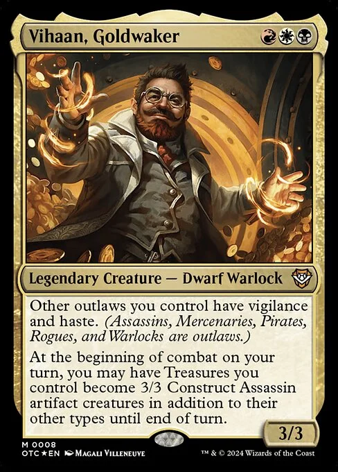 Vihaan, Goldwaker, carta Magic di tipo Legendary Creature — Dwarf Warlock illustrata da Magali Villeneuve