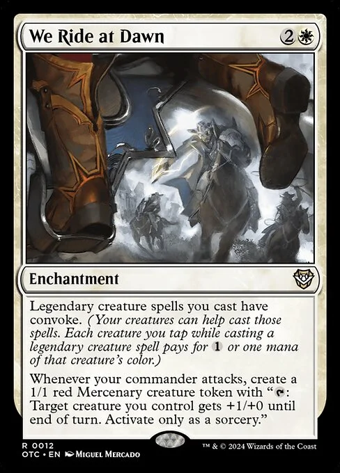 We Ride at Dawn, carta Magic di tipo Enchantment illustrata da Miguel Mercado